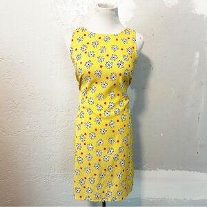Vintage 90s yellow floral gingham mini dress size 7
